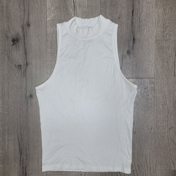 RVCA White Ribbed Sleeveless Mock Neck Tank Top XS - Picture 4 of 4